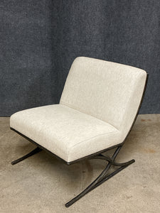 Modern Upholstered Lounge Chair with Sculptural Metal Base by Dharma Lifestyles