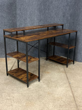 Load image into Gallery viewer, Industrial Style Desk with Four Shelves