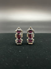 Load image into Gallery viewer, 3 Piece Rhinestone Emerald Cut Clip Purple Jewelry set