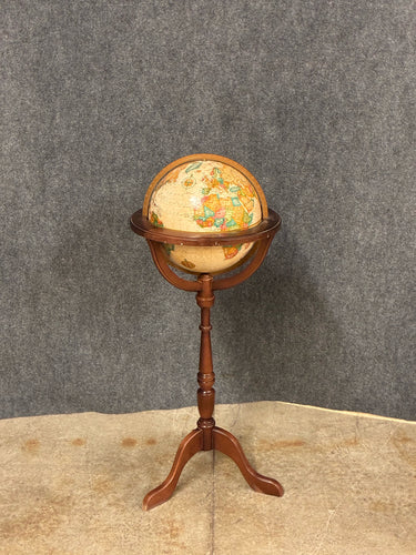 Vintage-Style Globe on Turned Wood Stand