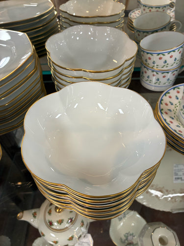Limoges Gold Trim 12 Piece White Bowls