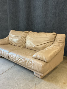 Made in Italy Cream Leather Sofa