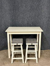 Load image into Gallery viewer, Cream Counter Height Table with 2 Cushioned Stools