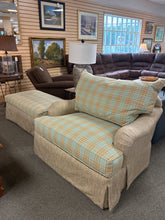 Load image into Gallery viewer, Wesley Hall Oversized Plaid Chair With Cedar-lined Storage Ottoman
