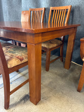 Load image into Gallery viewer, Mission-Style Oak Dining Table with 6 Chairs and 1 Leaf
