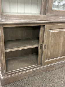 Large Distressed Grey Lighted Display Cabinet