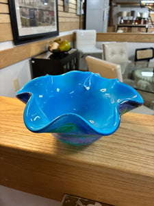 *NEW* Abstract Multi Color Glass Centerpiece Bowl