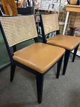 Load image into Gallery viewer, *NEW-OPEN BOX* SET OF 2 Castlery Sloane Cane &amp; Leather Chairs