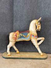 Load image into Gallery viewer, Hand-Carved Painted Carousel-Style Horse on Base