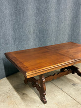 Load image into Gallery viewer, Vintage Trestle Dining Table with 2 Leaves