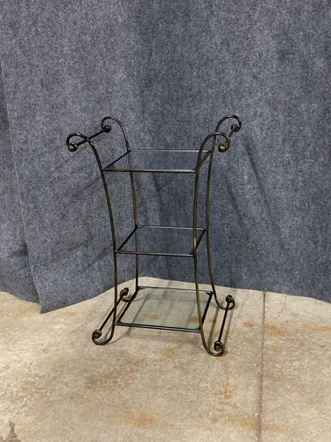 3 Tier Glass Shelf Metal Side Table