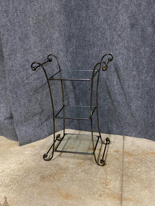 3 Tier Glass Shelf Metal Side Table