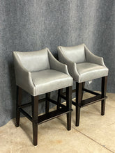 Load image into Gallery viewer, Pair of Lee Industries Gray Leather Bar Stools