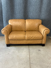 Load image into Gallery viewer, Chateau d'Ax Tan Leather Loveseat