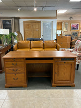 Load image into Gallery viewer, Oak Executive Desk with File Cabinet
