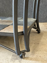 Load image into Gallery viewer, Glass Top Coffee Table With Metal Frame and Tile Base