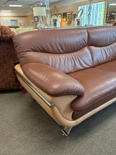 Load image into Gallery viewer, Modern Italian-Style Leather Sofa with Chrome Accents