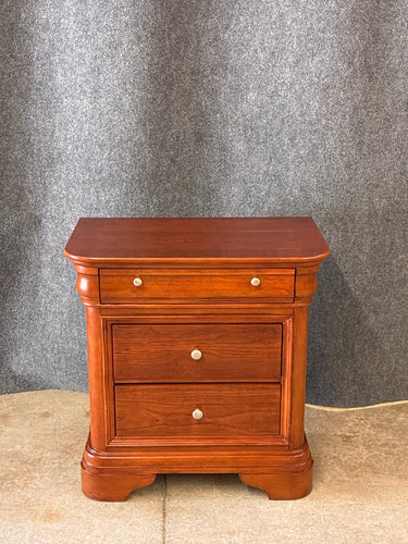 Cherry Wood 3-Drawer Nightstand