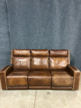Load image into Gallery viewer, Flexsteel Brown Leather Power Reclining Sofa with USB