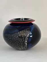 Load image into Gallery viewer, Blue Glass Abstract Black Vase