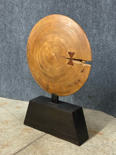 Load image into Gallery viewer, Rustic Wood Disc Sculpture with Butterfly Inlay