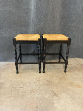 Load image into Gallery viewer, Pair of Rush Seat Backless Stools