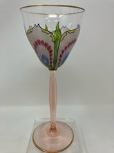 Load image into Gallery viewer, 5 Piece Pink Floral Gold Trim Glasses
