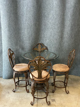 Load image into Gallery viewer, Metal Pineapple Pedestal Glass-Top 5 Piece Dining Set
