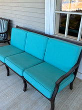 Load image into Gallery viewer, Outdoor Metal Sofa with Turquoise Cushions