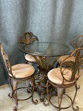 Load image into Gallery viewer, Metal Pineapple Pedestal Glass-Top 5 Piece Dining Set