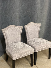 Load image into Gallery viewer, Pair of Grey Damask Upholstered Accent Chairs