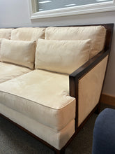 Load image into Gallery viewer, Designer-Style Velvet Sofa with Walnut Frame