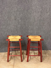 Load image into Gallery viewer, Pair Of Rush Seat Counter Height Stools